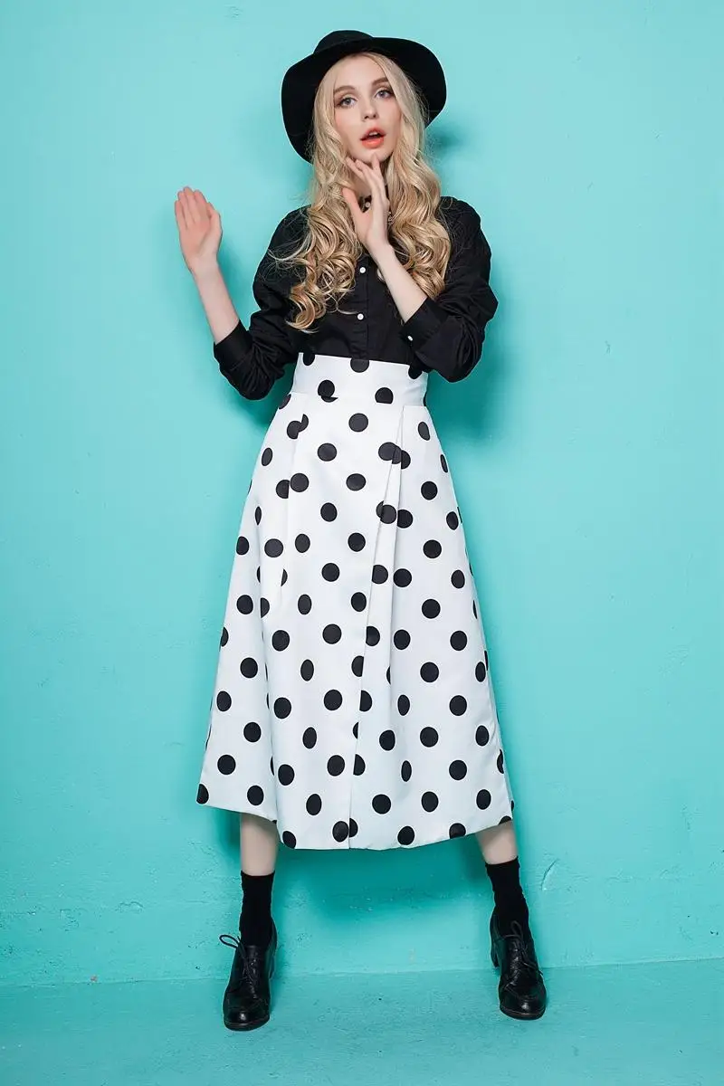 Женская винтажная юбка в горошек макси-юбка стиле ретро размера плюс 3XS-9XL