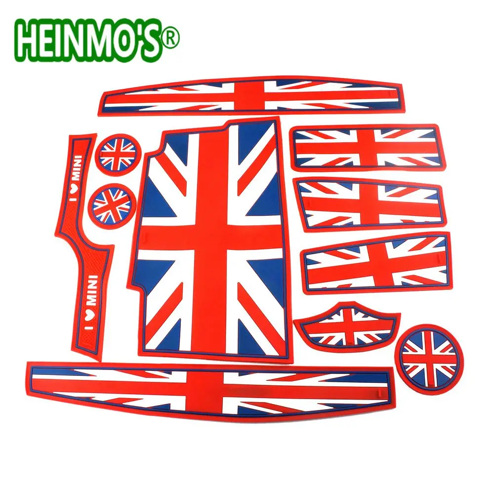 Red Union Jack 11 шт. для Mini Cooper F55, наклейки для автомобиля, комплект, Противоскользящий коврик для двери, слот для ворот, Накладка для Mini Cooper, аксессуары для Mini F55, красный - Название цвета: Red Union Jack