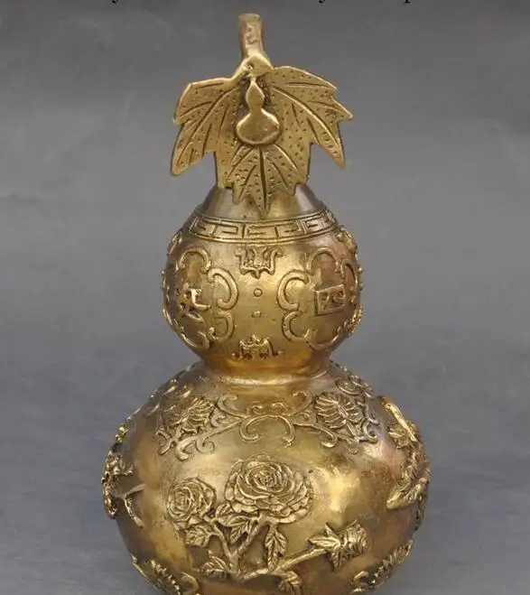 Китайский латунный по феншуй сливы цветок лотоса богатство Ping Лаки Тыква в форме