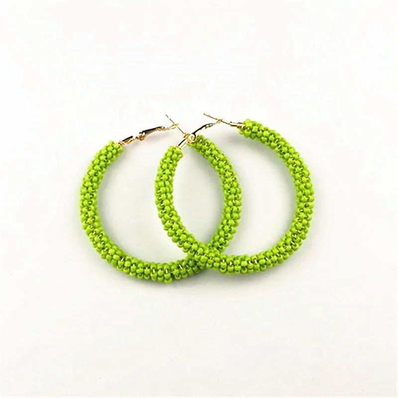 light green WLP женские модные серьги Винтажные серьги в богемном стиле брендовые ювелирные изделия геометрический сплав покрытие простые серьги-кольца для женщин - Окраска металла: light green