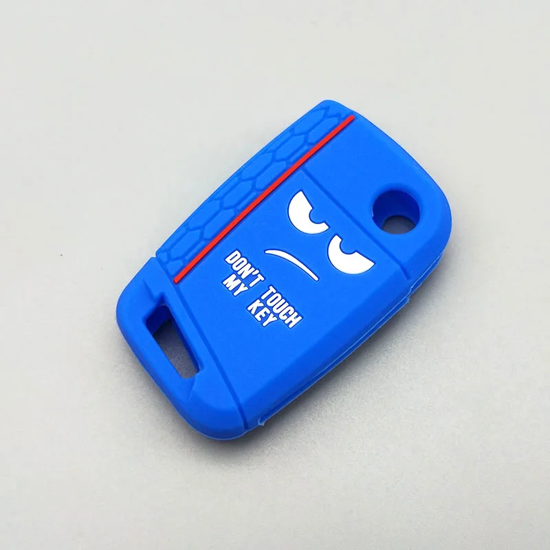 blue For Volkswagen Polo Golf 7 Tiguan for Skoda Octavia Karoq for SEAT Ateca Leon Ibiza New design car key Silicone cover case - Название цвета: blue