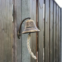 vintage rustic cast iron hanging door bell easy to mount art wall decor garden decor antique bell