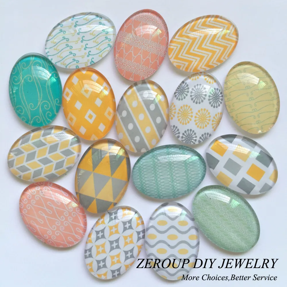 13x18mm Handmade Photo Glass Cabochons Mixed Pattern Domed Oval Jewelry Accessories Supplies for Jewelry 50pcs TP-321
