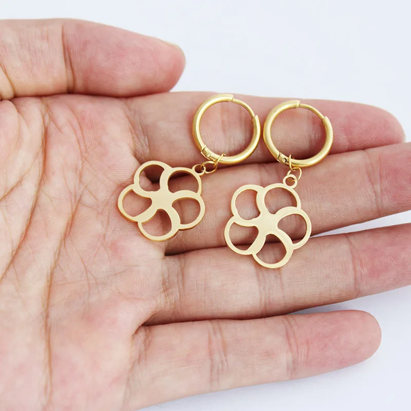 Женские серьги-кольца из нержавеющей стали с покрытием 24-каратным золотом