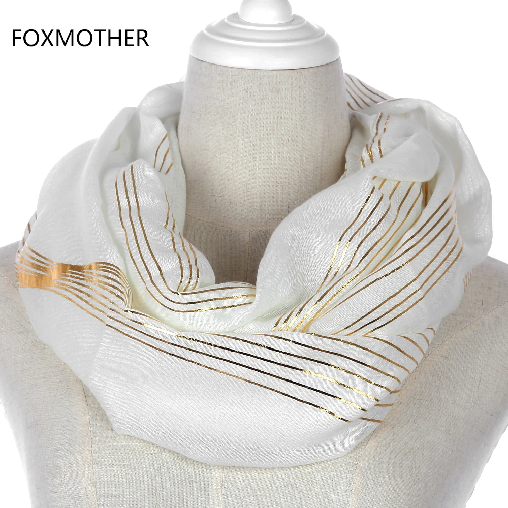 FOXMOTHER Новые Модные Белые Серые Синие ленты Полосатый золотой фольги длинные