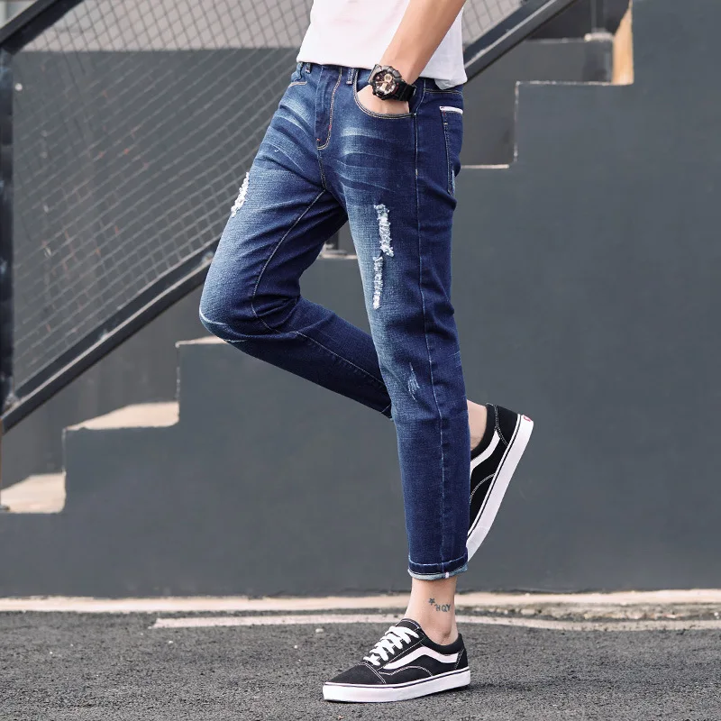 Мужские рваные джинсы 2019 новые весенние летние хип хоп Лоскутные свободные до