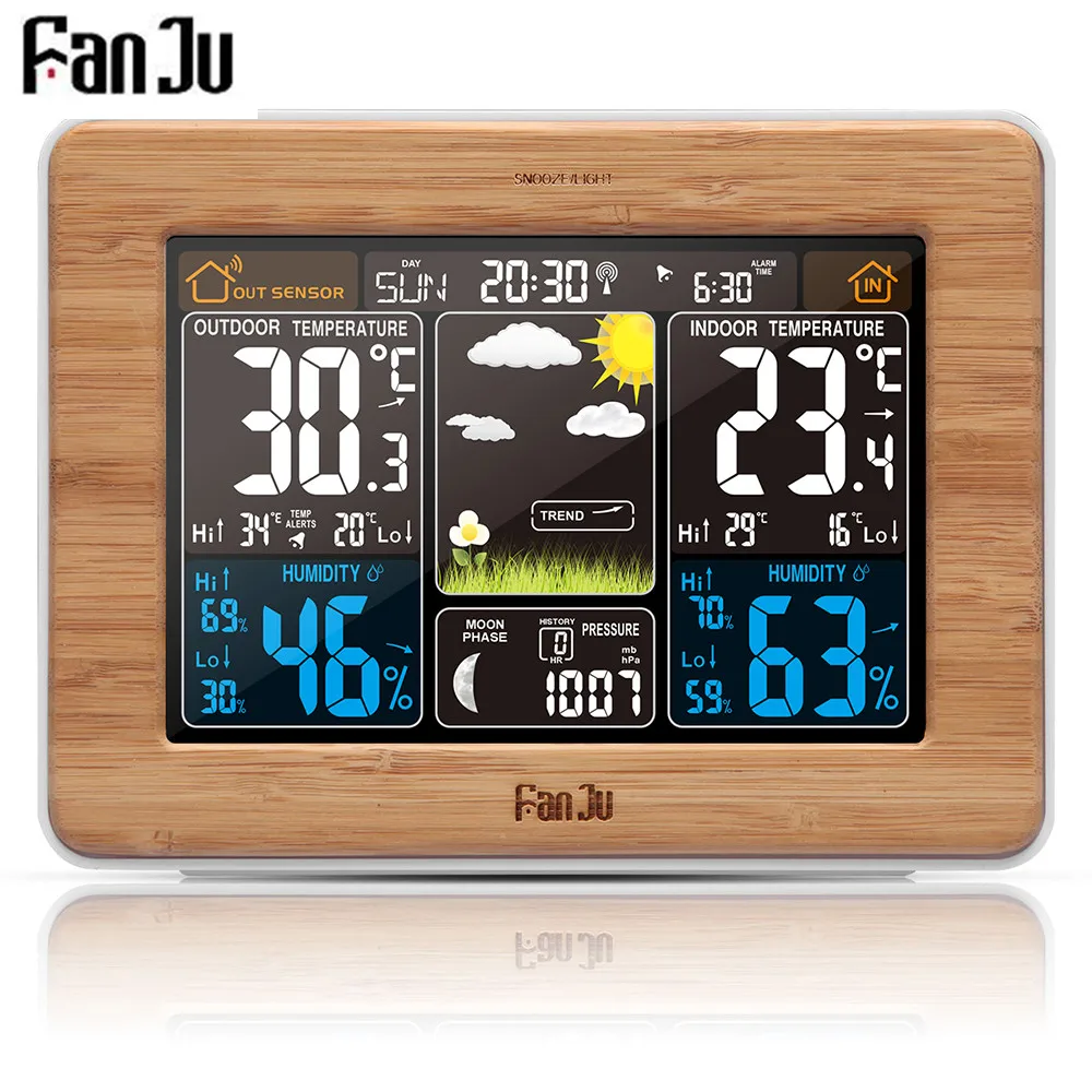 FanJu FJ3365 метеостанция Многофункциональные цифровые часы температура влажность