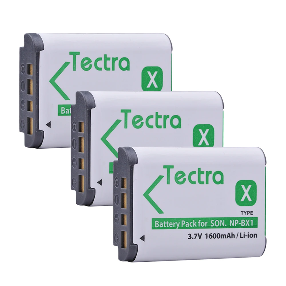 Аккумулятор Tectra 1600 мАч 3 шт. NP BX1 NPBX1 + зарядное устройство USB с ЖК дисплеем для Sony DSC