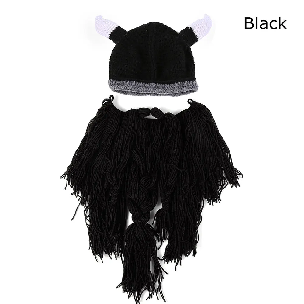 Горячая Мужская Варвара Vagabond Viking Beanie Рог шапки ручной работы зима теплый день рождения Прохладный Подарки Забавный кляп шапка на Хэллоуин