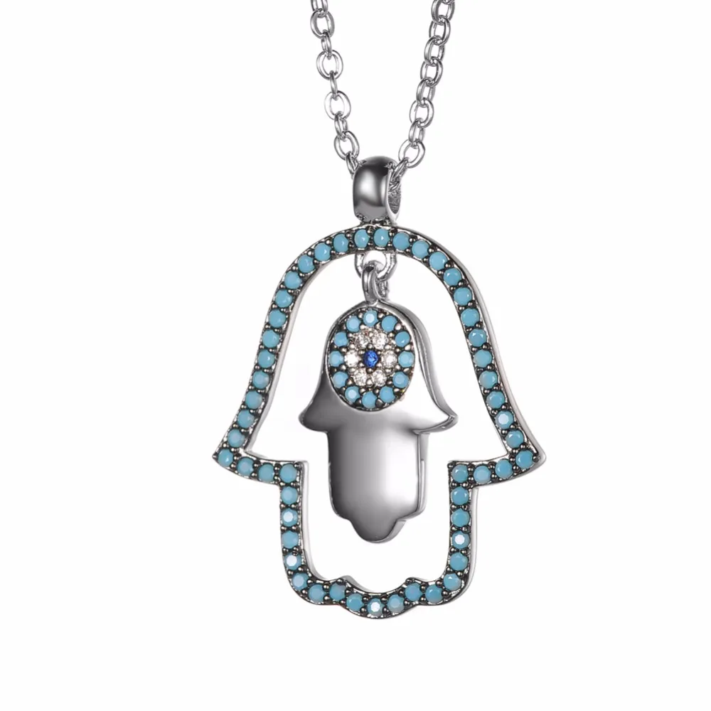 Модные ювелирные изделия KIVN кубический цирконий Хамса руки синий глаз для женщин