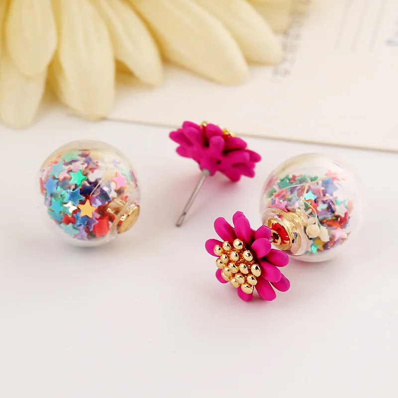 Fashion Hot Selling Glass Colorful Flower Earring Ear Stud with 1pair Free Shipping | Украшения и аксессуары