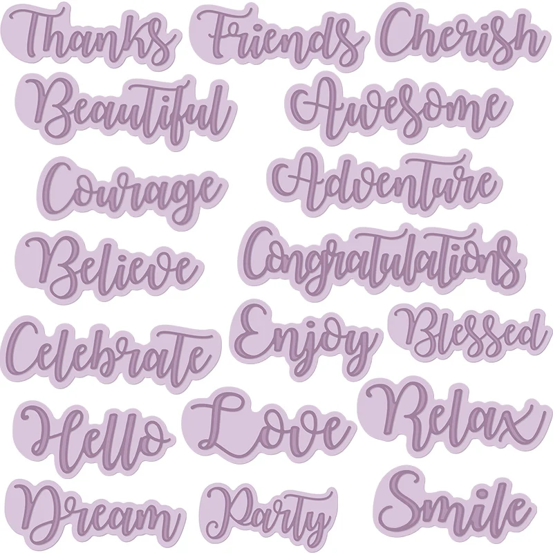

English Words Thanks Hello Love Smile Friends Celebrate Metal Cutting Dies Stencils for DIY Scrapbooking Card Embossing New 2019
