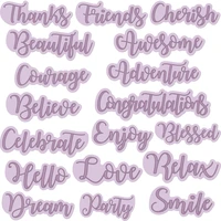 english words thanks hello love smile friends celebrate metal cutting dies stencils for diy scrapbooking card embossing new 2019