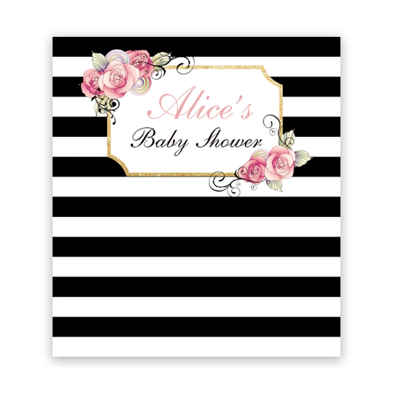 Allenjoy baby shower backdrop black and white striped Newborn beautiful flower birthday party background | Электроника