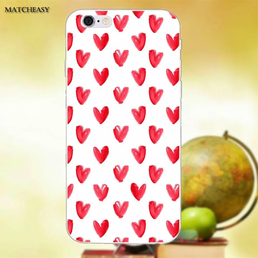 Для Apple iPhone X XS Max XR 4 4S 5 5C SE 6 6S 7 8 Plus Мягкие ТПУ чехлы любящее сердце узор женский
