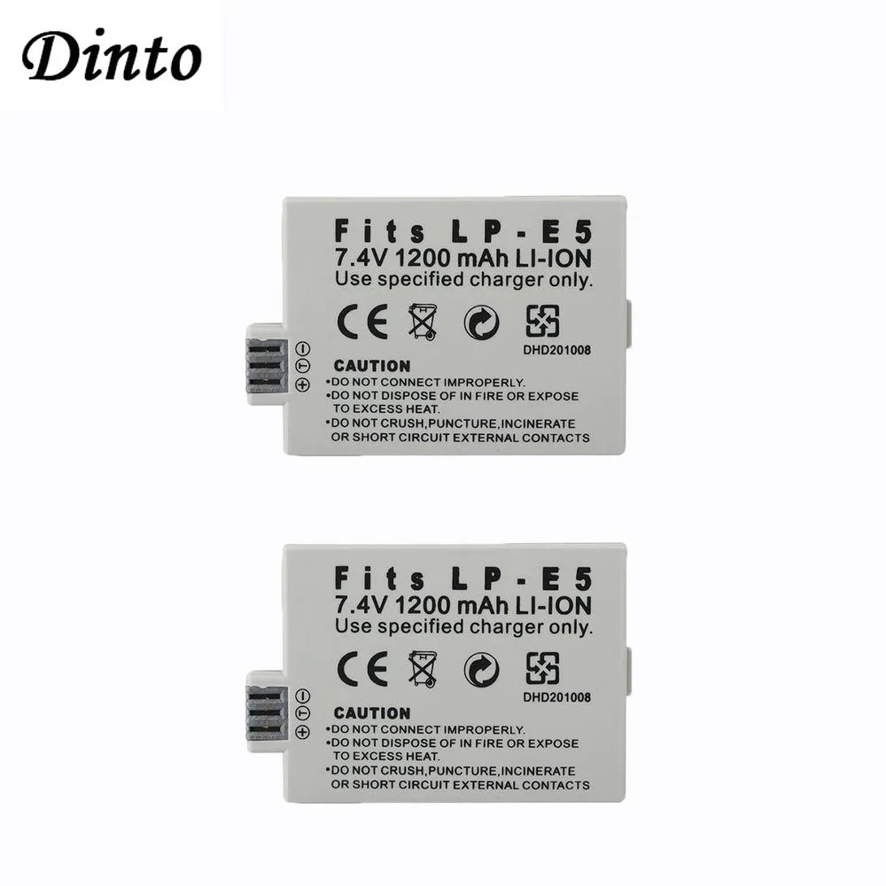 

Dinto 2pcs 1200mAh 7.4V Camera Battery LP-E5 LPE5 LP E5 Rechargeable Digital Camera Batteries for Canon EOS 450D 500D 1000D