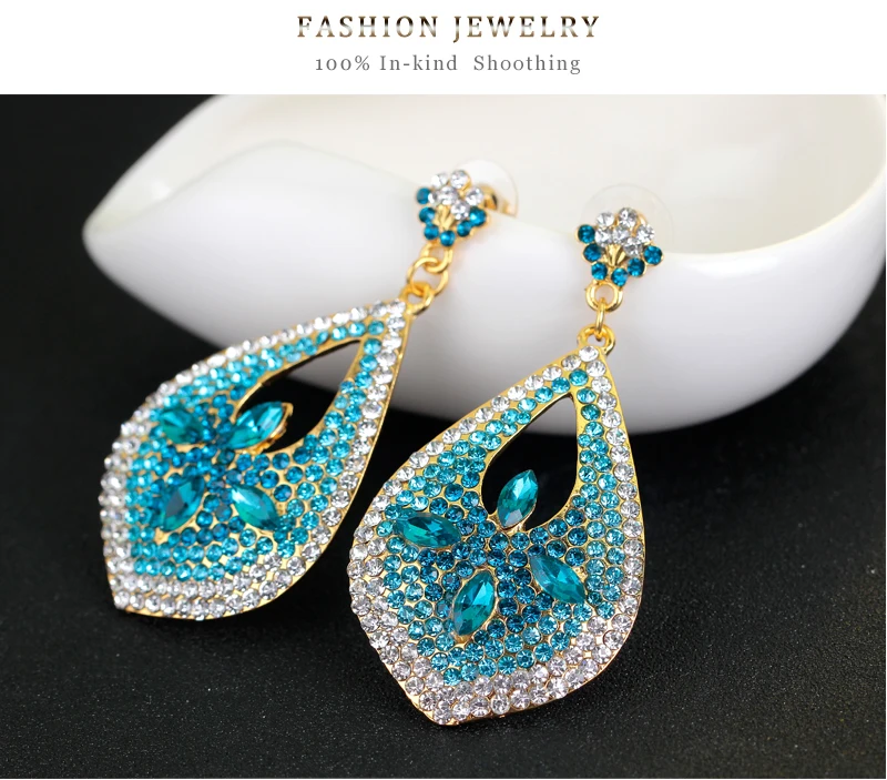 Новые Прозрачные Серьги с синими кристаллами и Ms большие золотые серьги высокого