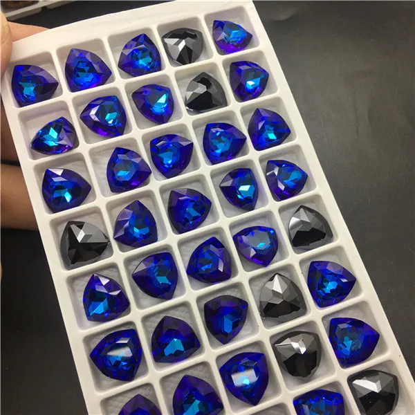 001BB Bermuda Blue TopStone 12 мм K9 стекло кристалл жир треугольной формы Pointback Стразы diy/аксессуары для одежды - Цвет: 001BB Bermuda Blue