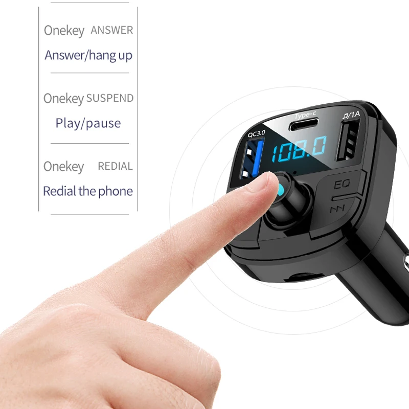 VR робот Bluetooth Handsfree автомобильный комплект беспроводной fm-передатчик EQ Аудио Автомобильный MP3-плеер с QC3.0 Quick Charge+ usb type C