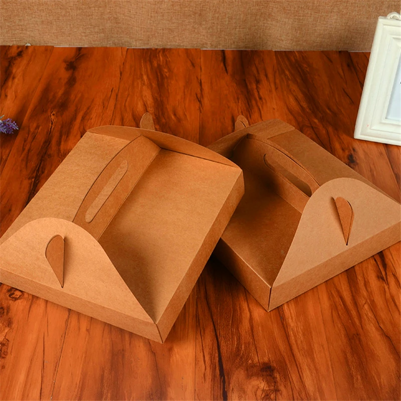 5 шт./лот 9 дюймов Pizza Box пищевая упаковка бумажная коробка с ручкой коробки для пиццы вечеринок 24*24*4,5 см