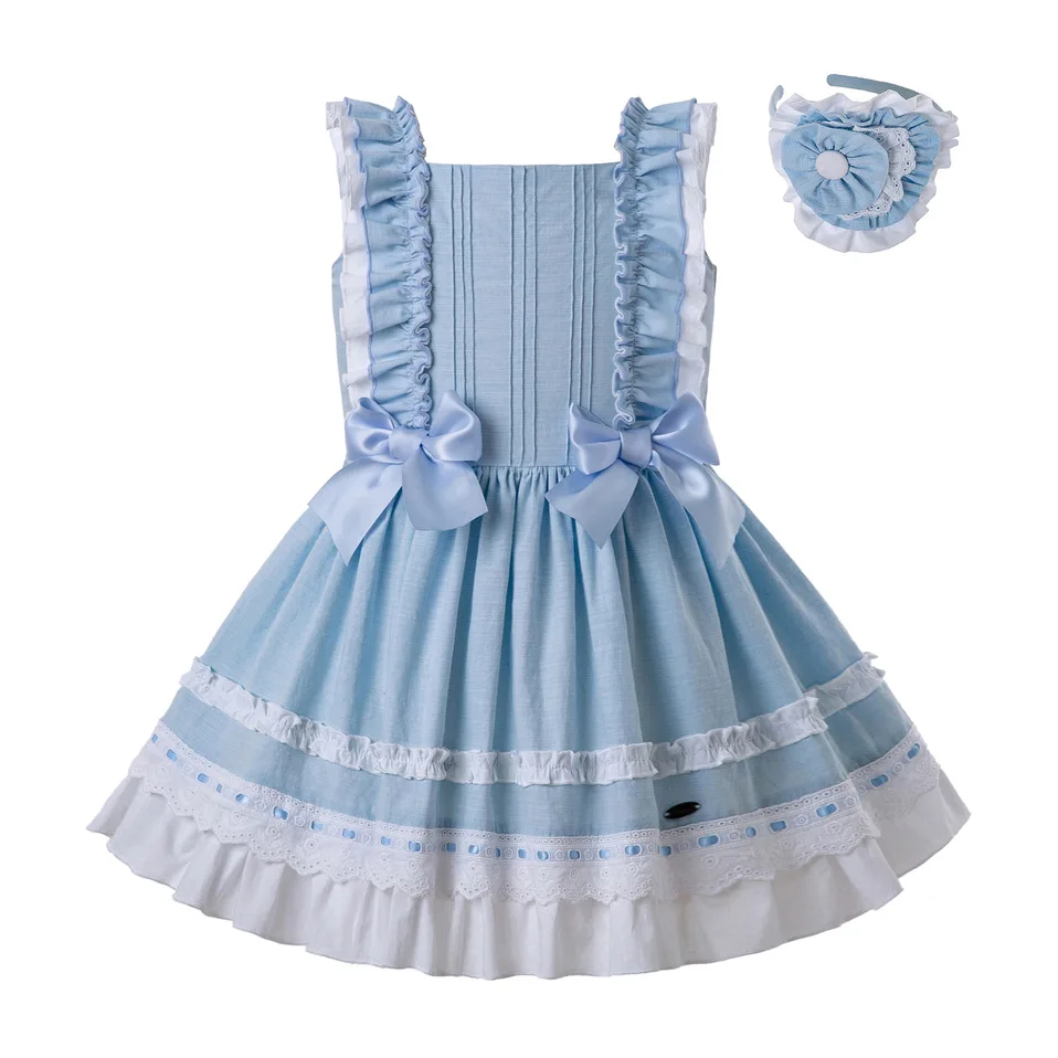 Платье для девочек летнее небесно-синее с бантом G-DMGD201-C143 | Детская одежда и обувь