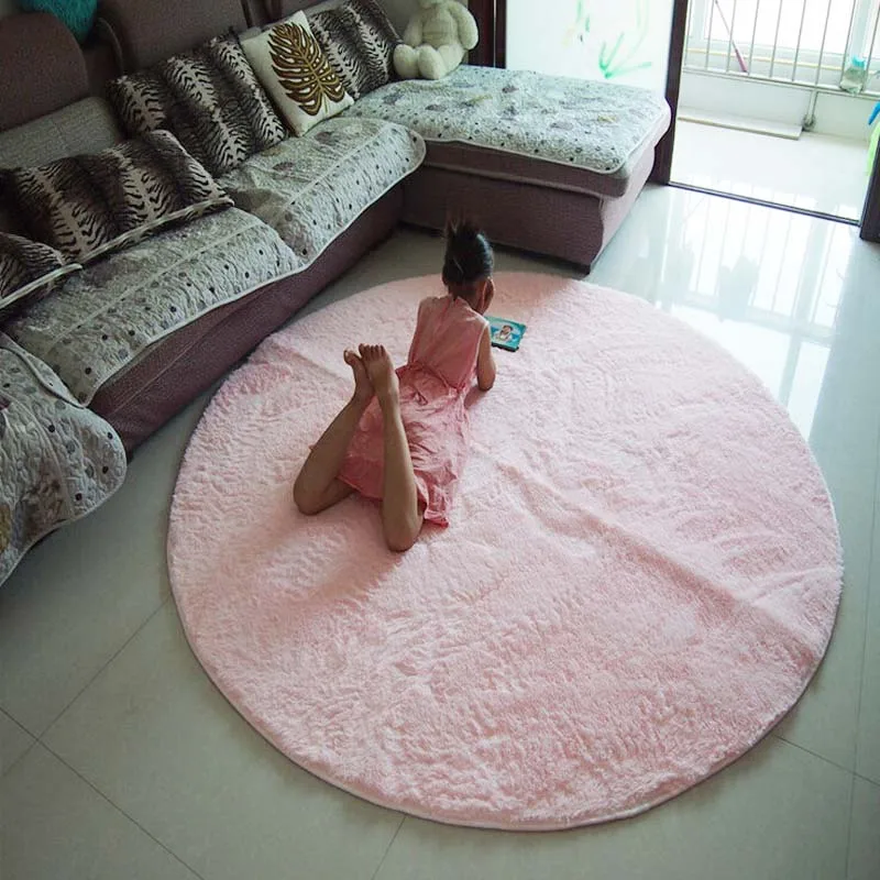 Круглый плюшевый ковер 25 мм и 45 мягкий лохматый для гостиной напольный коврик