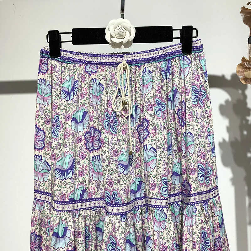 BOHO вдохновленная блуза Boho с цветочным принтом, с длинным рукавом и О-образным вырезом, богемные свободные женские топы, повседневные шикарные весенне-летние блузки