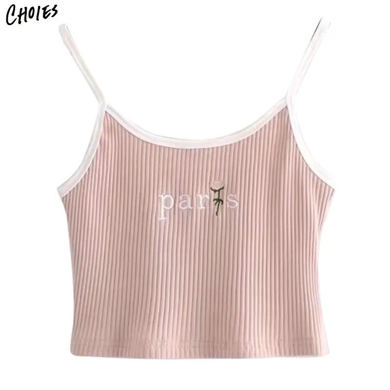 Четыре цвета на бретельках с буквенным принтом розы топы вышивкой Camiseta feminina