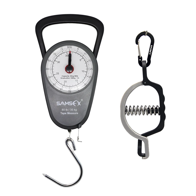 Hook Scale and Grip SAMSFX рыболовный мини-захват для рыбы и губ, зажим для багажа, для путешествий, механические подвесные весы, карманный портативный весовой инструмент, сталь - Цвет: Hook Scale and Grip