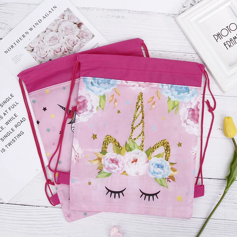 Unicorn Cartoon Non-Woven Fabric Drawstring Bags Wedding Baby Shower Happy Birthday Party Decoration Kids Supplie Gift | Дом и сад