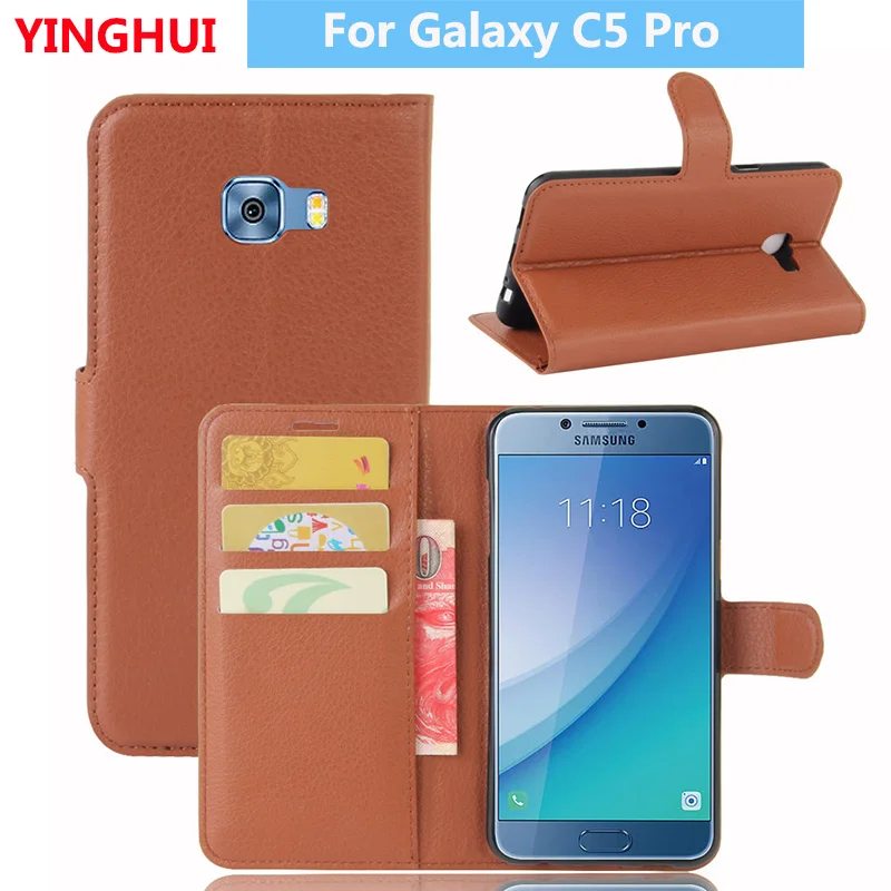 Fors Samsung Galaxy C5 Pro Кожаный флип чехол для телефона Стильный бумажник с отделением