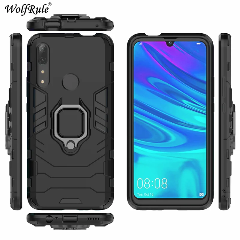 Darkblack Магнитный чехол-держатель для huawei Y9 Prime чехол прочный металлический чехол с кольцом-подставкой для huawei Y9 Prime чехол-крышка Y9 Prime - Цвет: Darkblack