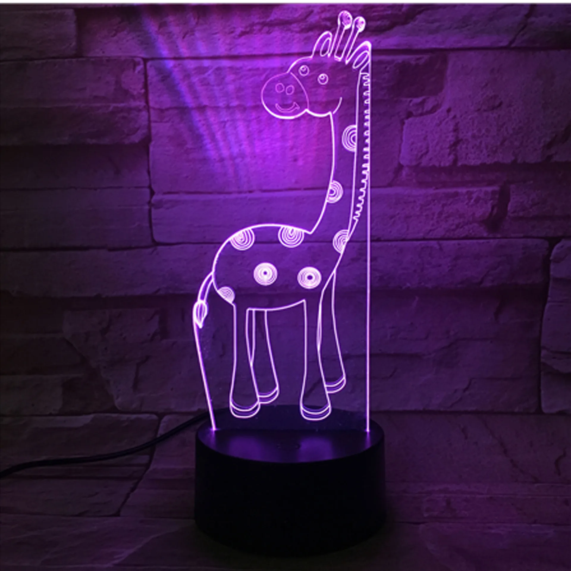 Жираф визуальный 3d Рождественские огни Led палевый цвет яркий 3d ночник цвет сенсорный пульт дистанционного управления де меса настольные лампы