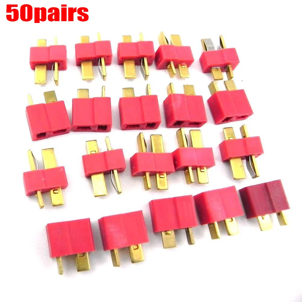 100pcs 50Pairs T Plug Connectors Male Female hv3n for Deans RC Lipo Battery Helicopter | Игрушки и хобби