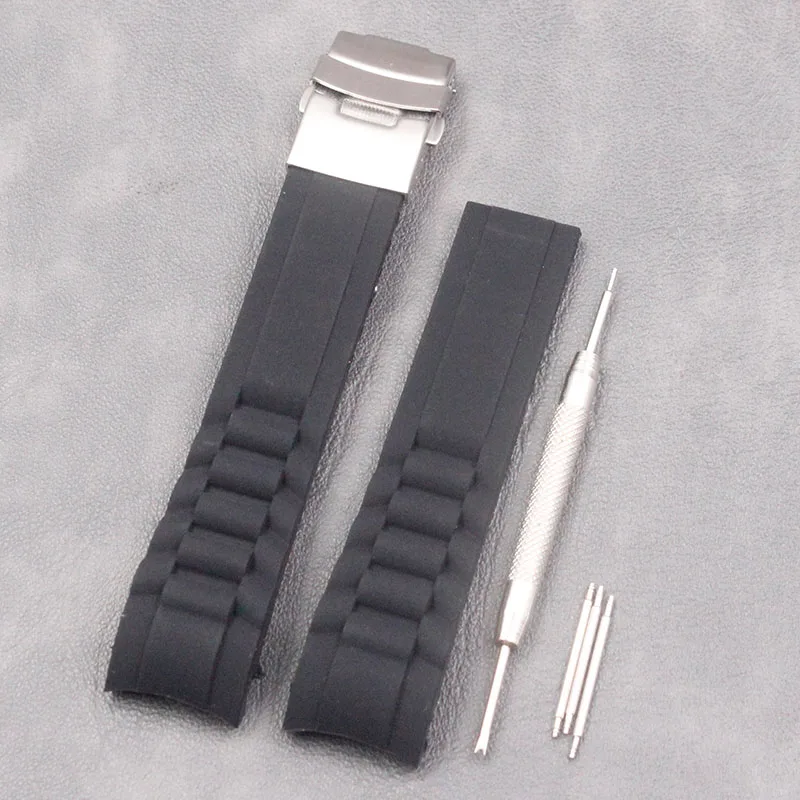 Силиконовый ремешок для мужчин складной пряжки 20mm22mm аксессуары для часов женские Спорт на открытом воздухе и досуг водостойкий ремешок из натурального каучука - Цвет ремешка: black