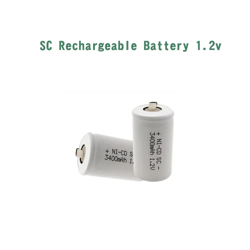 24 шт. SC 3400mah 1 2 V перезаряжаемая батарея 4/5 Sub C ni cd ячейка с вкладками для