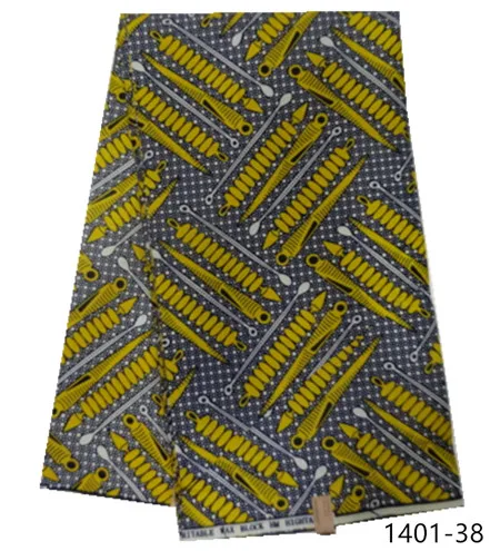African wax fabric polyester high quality Embroidery real wax african ankara wax prints for dress free shipping 1401-36 - Цвет: 1401-38