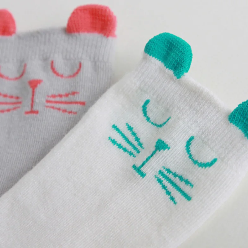 Носки унисекс детские напольные хлопковые нескользящие до колена с принтом лисы