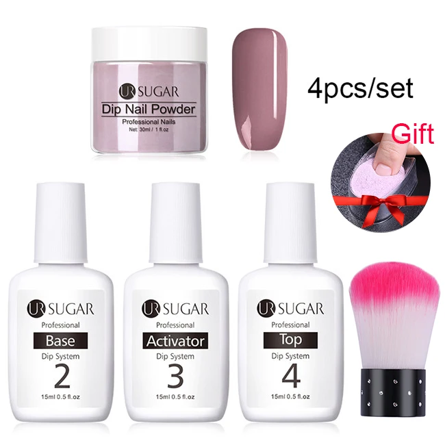 Set 7 Ur Sugar 30 г погружение французская пудра Блеск Dip без лампы лечение градиентная База Топ активатор жидкость Дизайн ногтей украшения - Цвет: Set 7