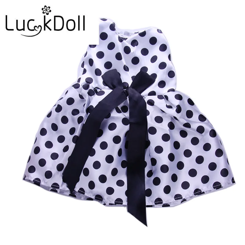 LUCKDOLL Белое и черное платье с бантом подходит для 18 дюймов американский размер 43