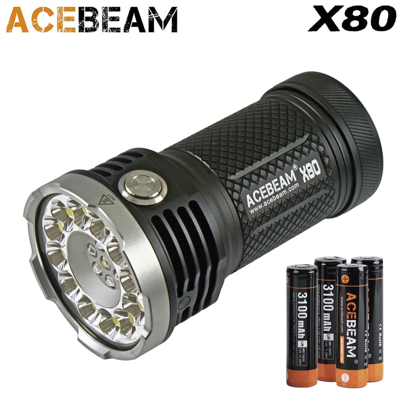 ACEBEAM X80 ручной фонарь 12 CREE XHP50.2 max 25000 люмен дальность луча прожектора 332 м факел +