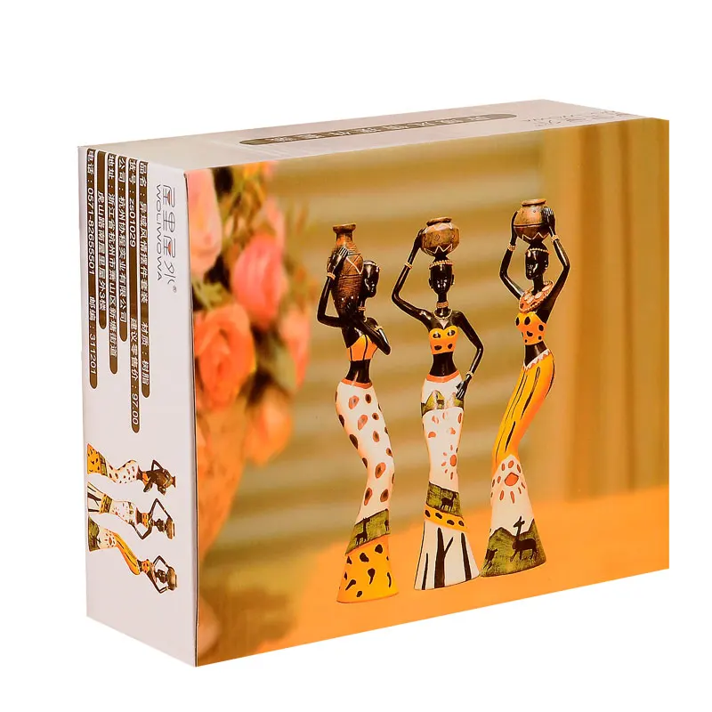 Free Shipping Resin Folk Art Love 3 African Girls Home Decor Figurine Decoration Africa | Дом и сад