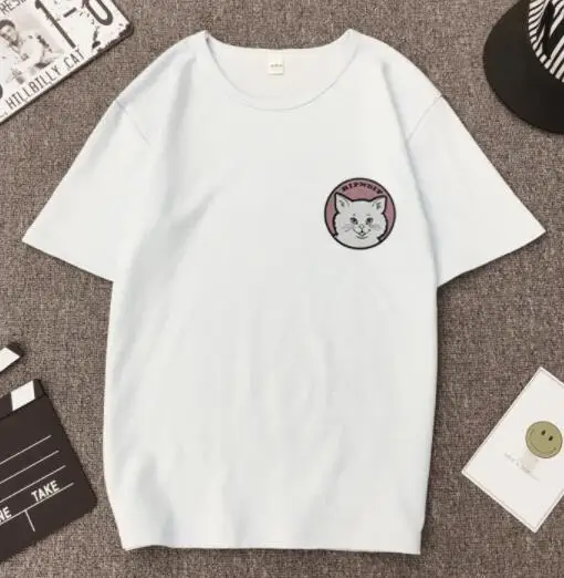 Summer Novelty Women T Shirt Harajuku Kawaii Cute Style Nice Cat Print T-shirt New Short Sleeve Tops Size S-3XL | Женская одежда