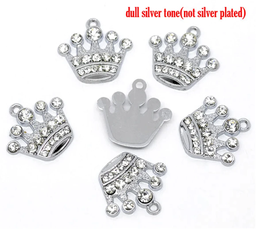 DoreenBeads 10 шт. серебристые стразы коронки Очаровательные Подвески 21x20 мм для DIY