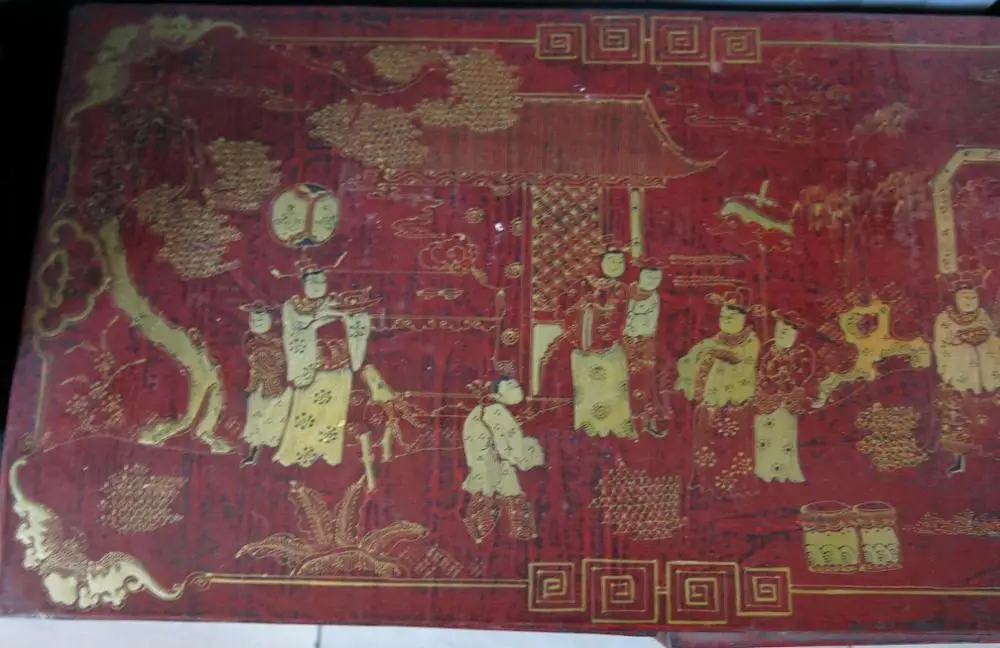 27 &quotКитайская старая ручная работа лаковая посуда фото деревянный шкаф статуя