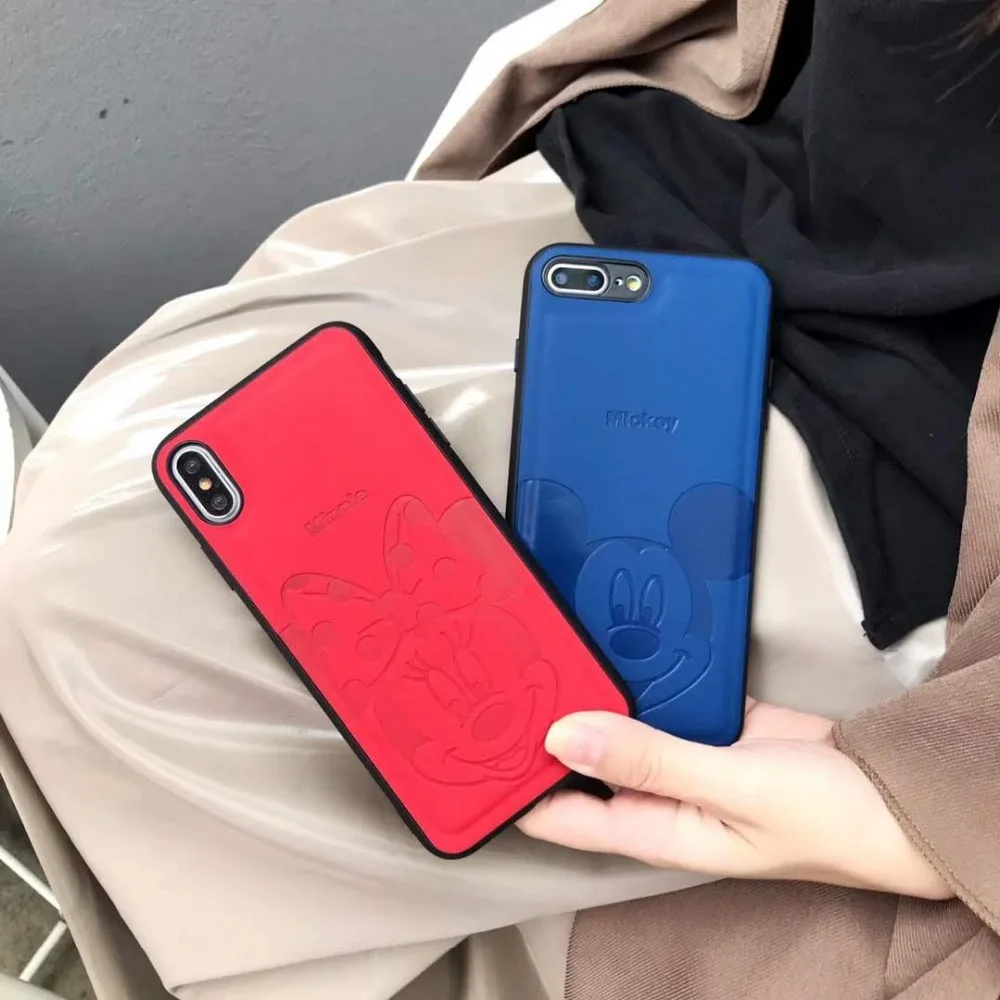 Микки Минни для iPhone 6 6s 7 8 plus сжатая кожа x xs xr xsmax задняя крышка-чехол телефона |
