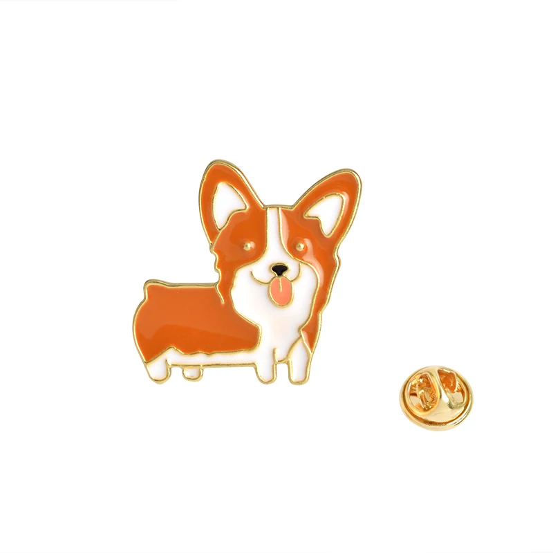 Милая забавная брошь в форме сердца, приклада собаки корги, бульдога, эмалированные булавки, Мультяшные животные, сумка, аксессуары для одежды, ювелирное изделие, подарок для женщин и мужчин