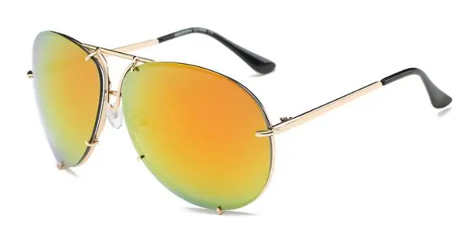 C6 orange lens Женские крупные Солнцезащитные очки Мужская металлическая оправа Модные оттенки Роскошные брендовые дизайнерские солнцезащитные очки женские прозрачные линзы очки - Цвет линз: C6 orange lens
