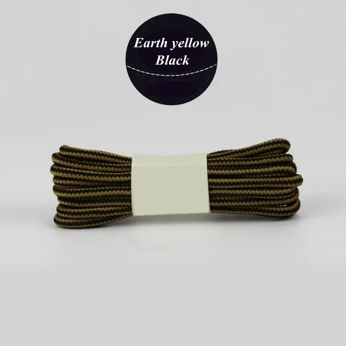 Earth yellow black 1 пара Круглый полосатый двойной Цвет шнурки для обуви унисекс кожаный ботинок шнурки на открытом воздухе спортивные шнурки для кроссовок 70/90/120/150 см Длина - Цвет: Earth yellow black