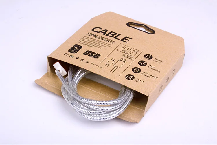 700 шт. оптовая продажа мобильный телефон микро USB кабель бумажная упаковочная